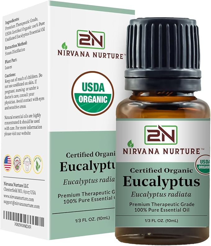 Eucalyptus Essential Oil USDA Certified Organic 100% Pure Premium Therapeutic Grade, Undiluted - Aromatherapy Diffuser for Calm and Relaxation, Skin Care, Hair Care-VivaGrace Women
