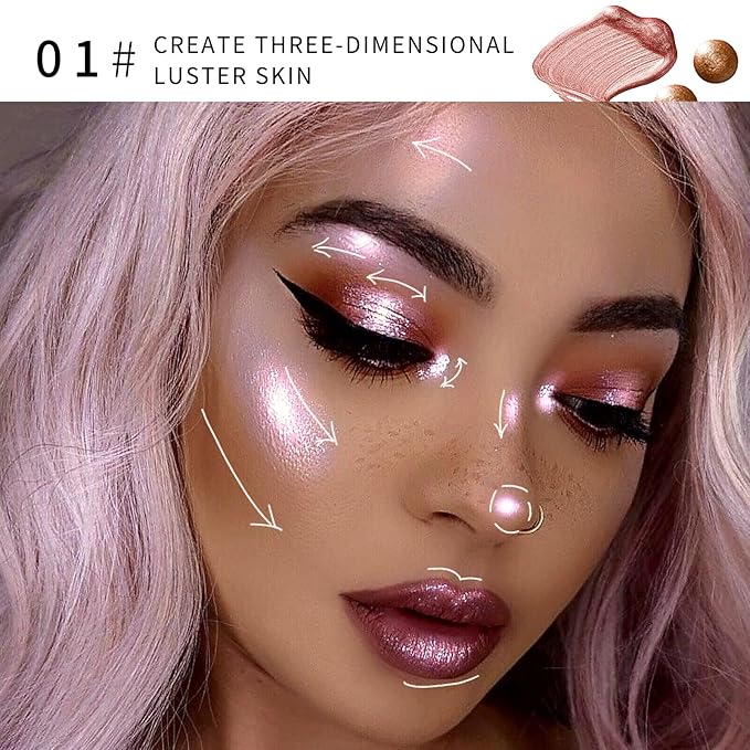 AKARY Liquid Highlighter Makeup for Face Body, Contour Foundation Illuminator Boom Stick, Highlighting Shade Longwear Shimmer Glow Makeup, Valentine's Day gift (01 Pearlescent White + Warm Brown)-VivaGrace Women