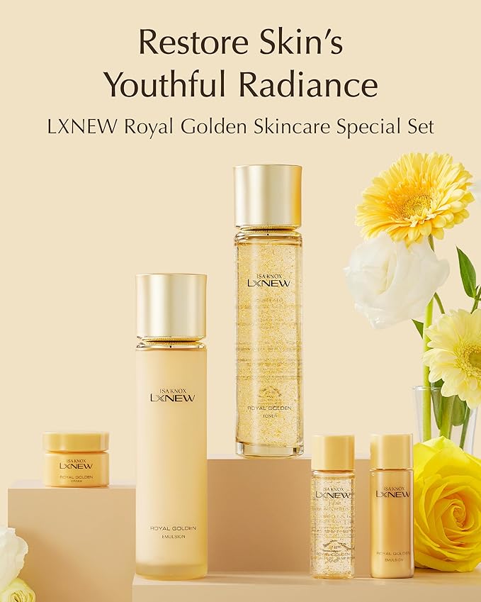 ISA KNOX LXNEW Royal Golden Skincare Gift Set (11.4fl oz) - Luxury Gift Set for Rejuvenation and Youthful Radiance. Korean Skincare by LG Beauty. Royal Peptides & Jelly, Niacinamide,-VivaGrace Women