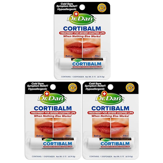 Dr. Dan's Cortibalm- 3 Pack- for Dry Cracked Lips - Healing Lip Balm for Severely Chapped Lips - Designed for Men, Women and Children-VivaGrace Women