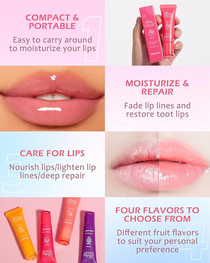 Hydrating Lip Glowy Balm, Ultra-Nourishing Lip Balm for Dry Cracked Lips, Moisturizer Lip Repair Sleeping Lip Mask, Day and Night Lip Care Therapy Treatment, Glossy Smooth Lip Butter Balm-01#Peach-VivaGrace Women
