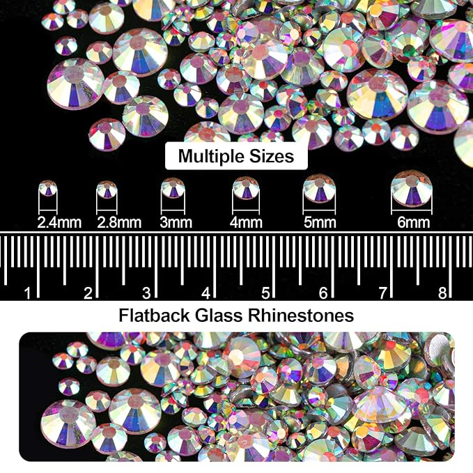 Flat Back Rhinestone Kits Colorful Rhinestones+Crystal AB Gems With Quick Dry Glue+Picker Pencil+Tweezer For Nail Art And Face Make-up-VivaGrace Women