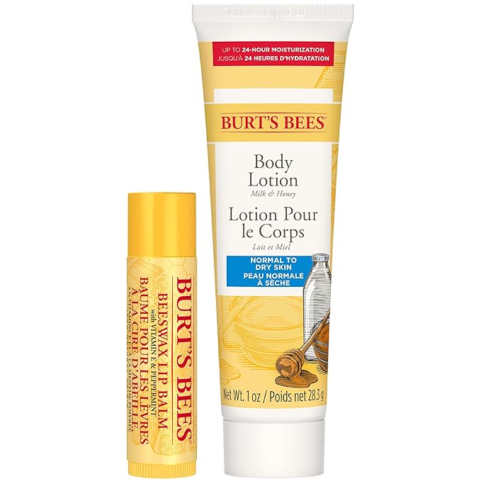 Burt's Bees Hive Favorites Beeswax Holiday Gift Set, Beeswax Lip Balm and Travel Size Body Lotion with Milk and Honey-VivaGrace Women