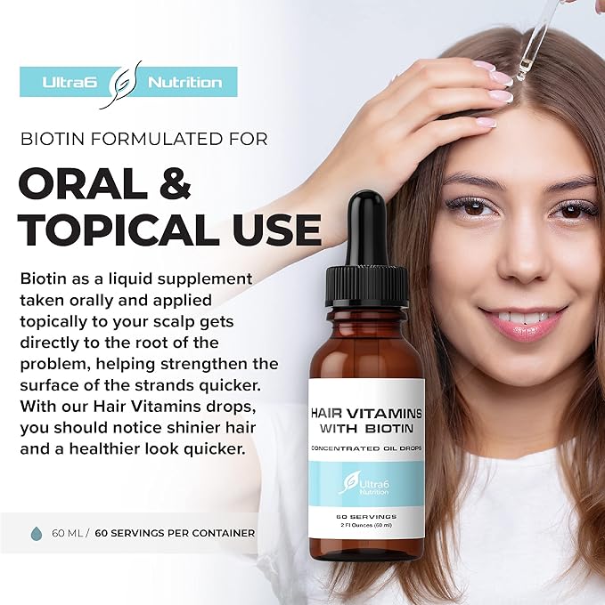Liquid Biotin with Hair Vitamins - Vitamin C, E, B6 & Organic Coconut Oil - Liquid Biotin for Hair, Skin, Nails and Immunity Support-VivaGrace Women