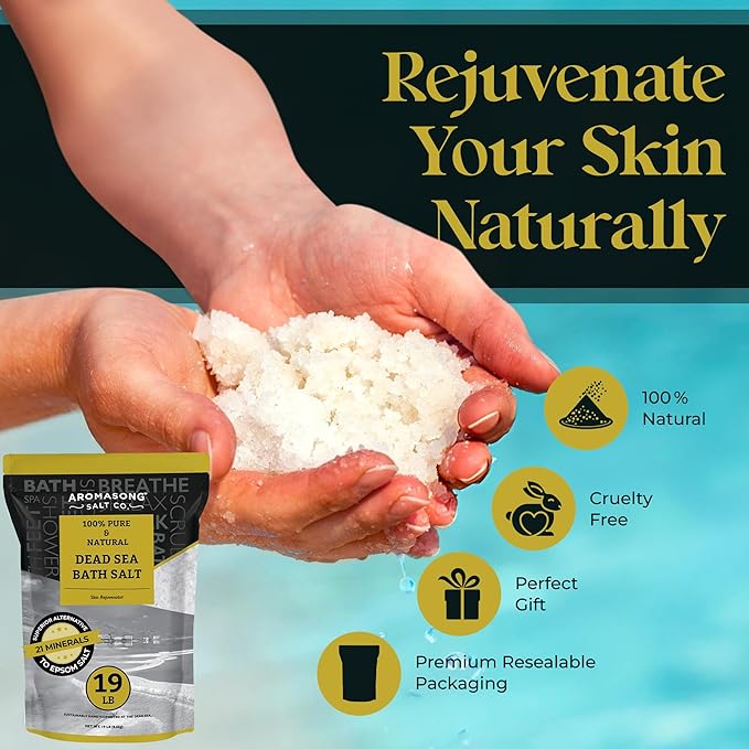 Aromasong Dead Sea Salt - Spa Bath Salt - Bulk 19 Lb Pack of 78 (1482 Lbs Total) Fine Grain - 100% Pure - Better Absorbing Than Epsom Salt - Soak for Women & Men for Skin Issues and Relaxation-VivaGrace Women