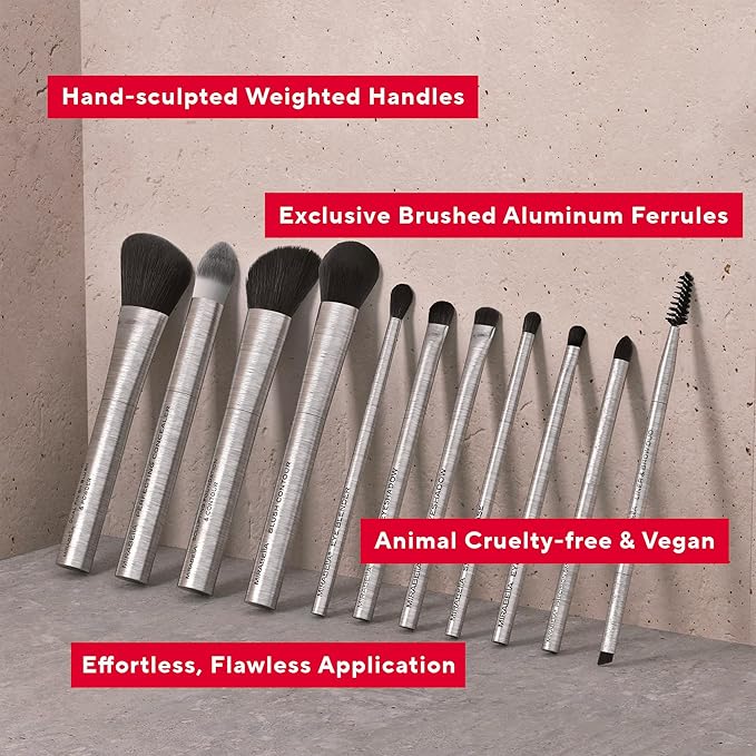 Mirabella Dual Finish Blush & Powder Brush – Angled Vegan Makeup Brush for Cheeks, Super-Soft Synthetic Bristles, Weighted Aluminum Handle, Cruelty-Free, Professional Quality-VivaGrace Women