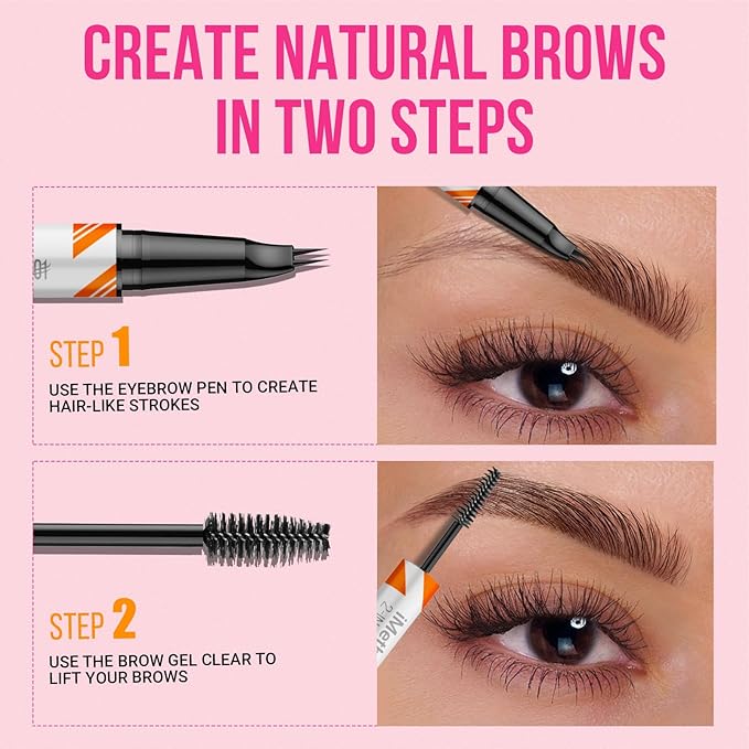 iMethod Curved Eyebrow Pen and Brow Gel Clear - Eyebrow Pencils for Women with Natural Hair Like Strokes, Eyebrow Makeup for All-Day Defined, Waterproof, Smudge-proof, Blonde