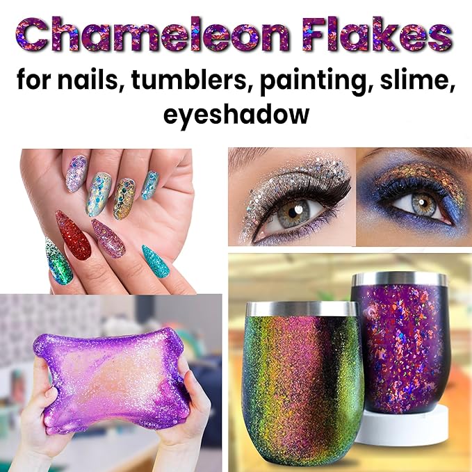 Chameleon Flakes & Chameleon Aurora Opal Flakes - Chameleon Flakes for Resin, Nails - Chameleon Mica Powder for Epoxy Resin, Paint-VivaGrace Women