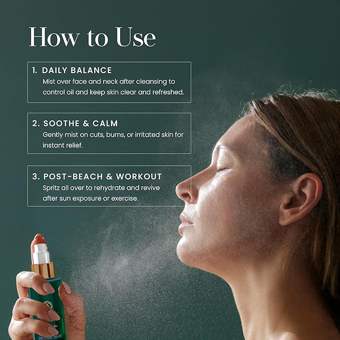 Hylunia Colloidal Silver Mist Toner 5.1 fl. oz. – Hydrating Versatile Toner for Acne-Prone Inflamed Skin | Infused with Colloidal Silver & Lavender for Glowing Skin Cuts & Burns, Body-Refresher-VivaGrace Women