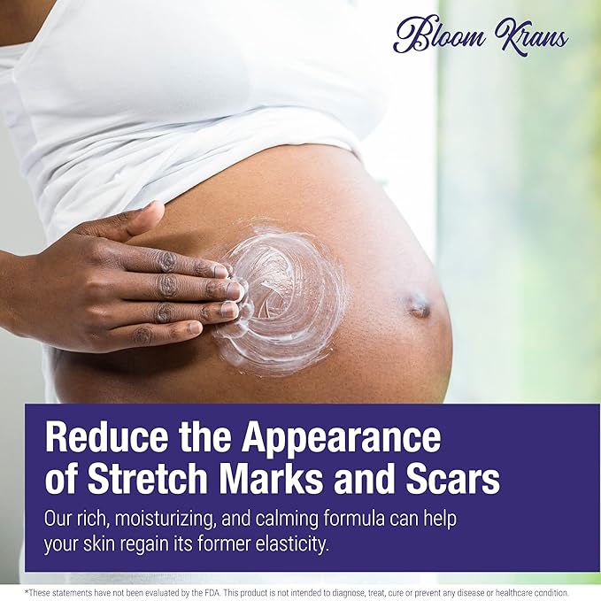 Bloom Krans Stretch Mark Cream for Pregnancy – Moisturizing Stretch Mark Remover Prevention Cream for the Pregnant Belly - Postpartum Lotion Essentials-VivaGrace Women