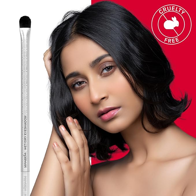 Mirabella Wet & Dry Eyeshadow Brush, Premium Professional Makeup Brush Collection, Cruelty-Free Synthetic Bristle Brush, Hand-Sculpted Brushed Aluminum Handle, Luxury Blending Brush for Makeup-VivaGrace Women
