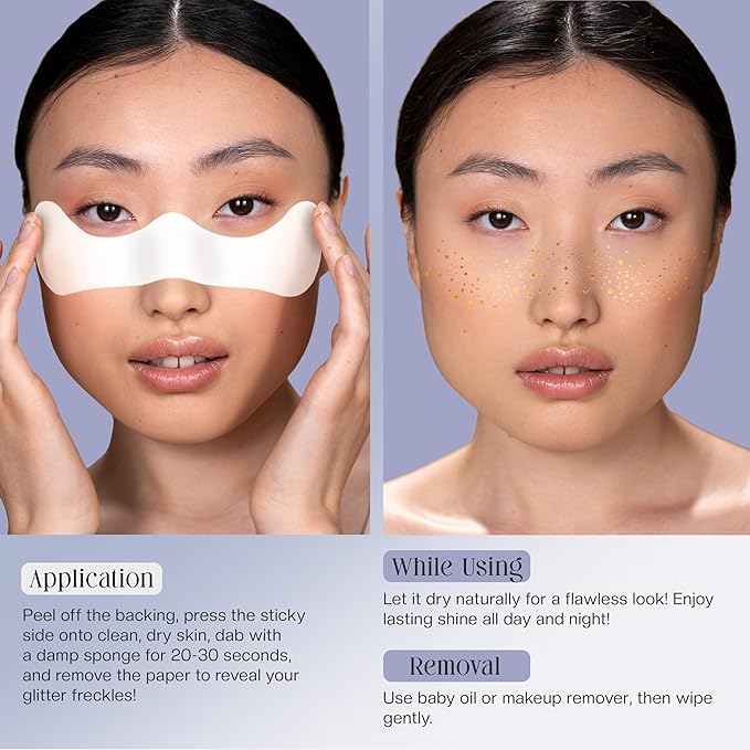 Glitter Freckles Face Tattoo, 10 Pcs Silver Face Glitter Freckles for Women, Festival Outfits for Women Rave Accessories Fake Tattoos, Sparkle Makeup Patches, Waterproof Speckles Patches,Mini Makeup-VivaGrace Women