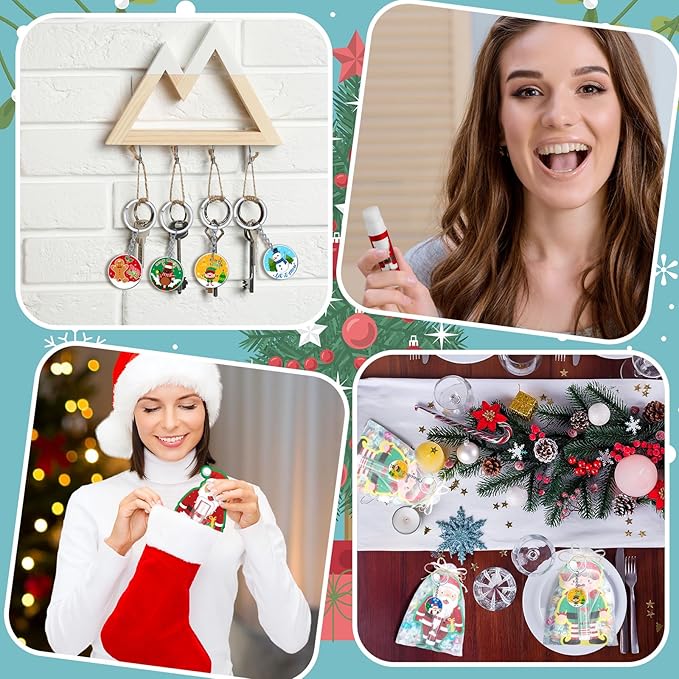 Henoyso 150 Pcs Christmas Favors 5 Styles Lip Balm Bulk Moisturizing Lip Balms Acrylic Keychains with Organza Bags for Xmas Holiday Treat Gifts Women Christmas Stocking Stuffers Party Supplies-VivaGrace Women