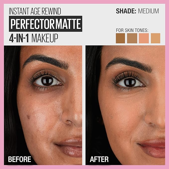 Maybelline Instant Age Rewind Instant Perfector 4-In-1 Matte Makeup, 03 Medium, 1 Count-VivaGrace Women