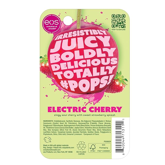 eos 24H Moisture Super Balm- Electric Cherry, Limited-Edition Lip Mask, 0.35 fl oz-VivaGrace Women