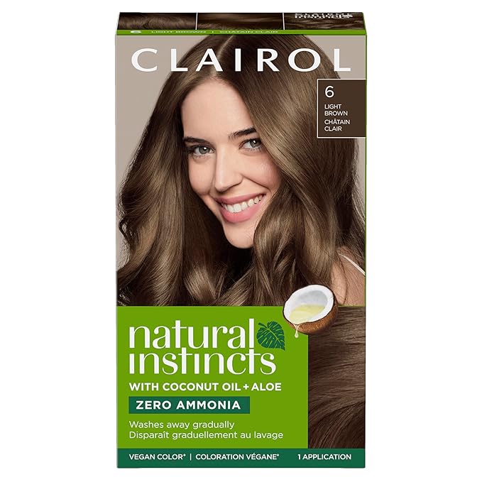 Clairol Natural Instincts Demi-Permanent Hair Color, 6 Light Brown Hair Color, Pack of 1-VivaGrace Women