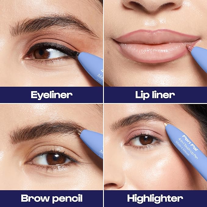 Alleyoop Pen Pal Touch-Up 4-in-1 Makeup Pen, Make A Mauve (Light - Medium) - Travel Make Up Set with Eyeliner, Brow Pencil, Highlighter & Lip Liner - High-Pigment Formula, Easy & Smooth Application-VivaGrace Women