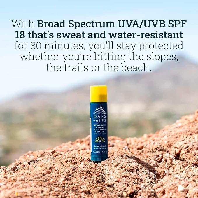 Oars + Alps Shine Free Lip Balm and SPF 18 Sunscreen, Lip Care with Sunny Mint Scent, Water and Sweat Resistant, 0.15 Oz Each, 3 Pack-VivaGrace Women