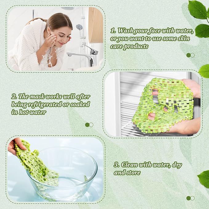 Jade Facial Mask, Jade Sleep Natural Stone Mask, Green Facial Cooling Mask, Jade Eye Mask Beauty Skincare Massage Tools for Alleviate Puffiness Face Massage Puffy Eyes Dark Circles-VivaGrace Women