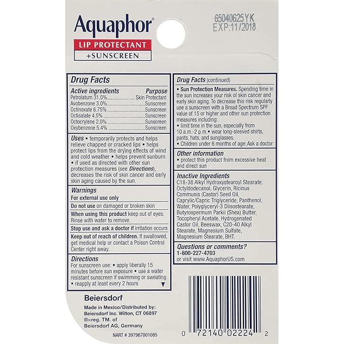 Aquaphor Lip Repair & Protect Tube Blister Card Dual Pack, 0.35 Ounce-VivaGrace Women