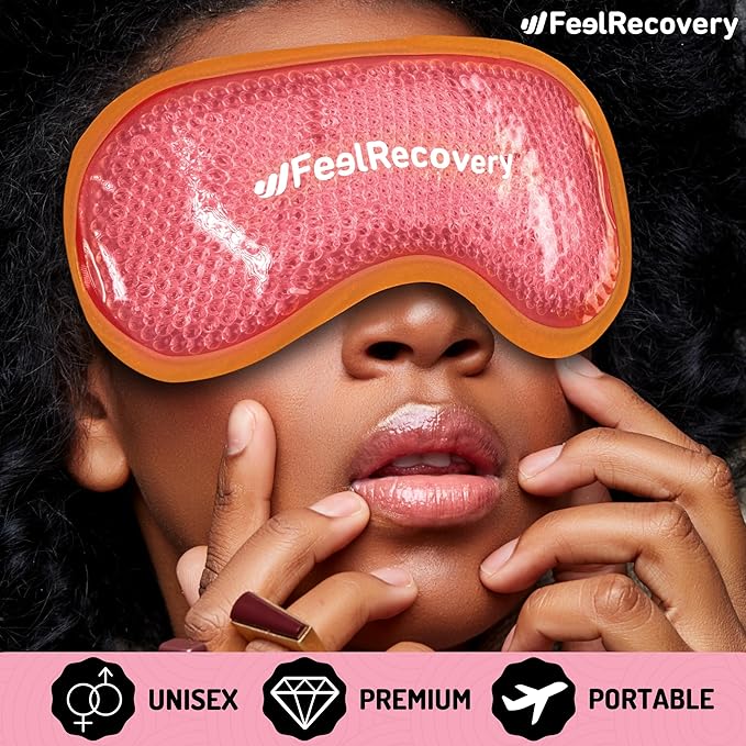 Cooling Gel Eye Mask for Puffy Eyes (8x4 in) - Reusable Cold Compress Pack for Dry Eyes, Tired Eyes, Headaches, Dark Circles - Flexible Golden Gel Beads Hot & Cold Therapy-VivaGrace Women