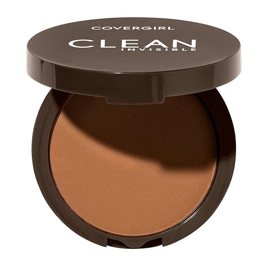 Covergirl Clean Invisible Pressed Powder, Lightweight, Breathable, Vegan Formula, Tawny 165, 0.38oz-VivaGrace Women