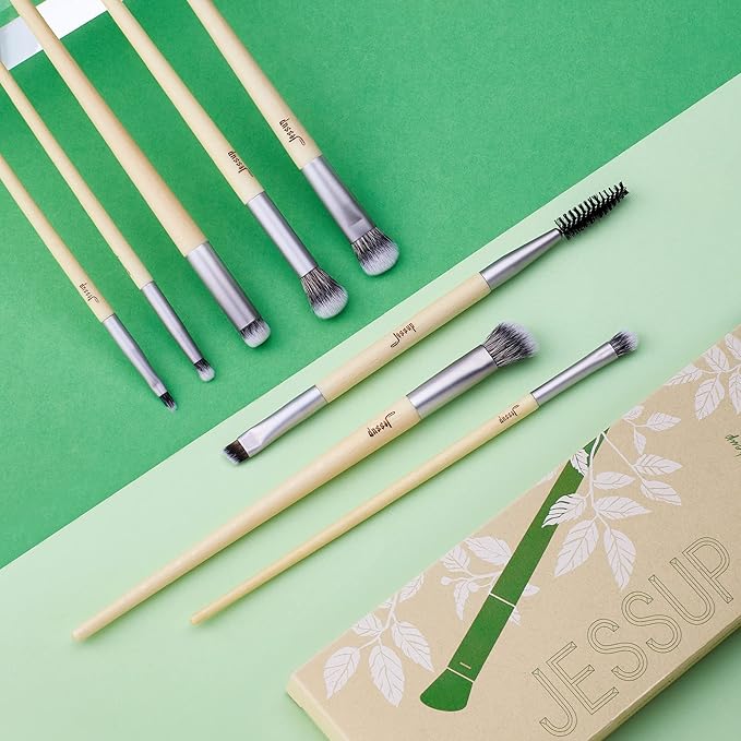 Jessup Eyeshadow Brush Set 8pcs Eye Makeup Brushes Premium Cruelty-Free Eyeshadow Blending Concealer Eyebrow Eyeliner Spoolie Brush Kit T328-VivaGrace Women