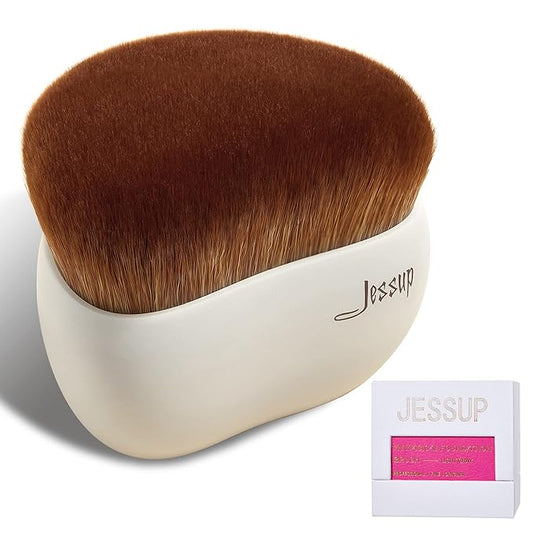 Jessup Makeup Brush, Foundation Brush Flat Top Kabuki Brush for Face Blush Liquid Powder Foundation Brush for Blending Buffing Stippling with Gift Box, Light Gray SF002-VivaGrace Women