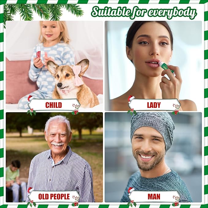 36 Pcs Lip Balm Bulk Easter Basket Stuffers Christmas Gifts for Kids Holiday Lip Balm Moisturizing Stick Lip Care Multipack Flavored Lip Balm for Party Supplies in 6 Flavors (Santa Claus)-VivaGrace Women