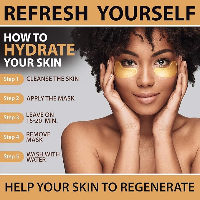 Under Eye Mask Patches Collagen, Gold Eye Patches for Puffy Eyes, 24K Gold Eye Mask, Under Eye Gel Pads, Eye Masks for Dark Circles, Puffiness Treatment Eye Masks Skincare-VivaGrace Women