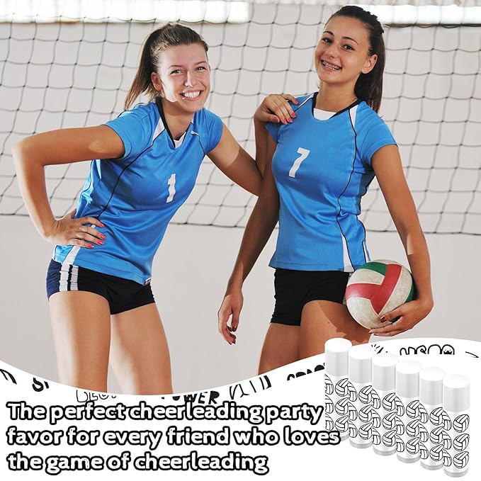 24 Pcs Volleyball Lip Balm Volleyball Team Gifts Volleyball Party Favors Volleyball Lip Balm Gift for Volleyball Team Volleyball Party Guest Supplies (White)-VivaGrace Women