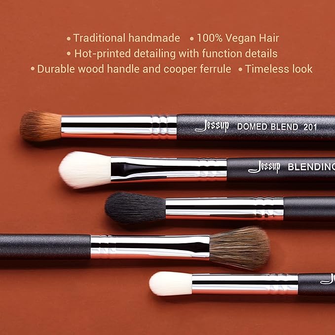 Jessup Eye Makeup Brushes Set Professonal 28pcs Premium Synthetic Eyeshadow Brush Eyeliner Brush Eyebrow Brush Blending Brush for Makeup Black T341-VivaGrace Women