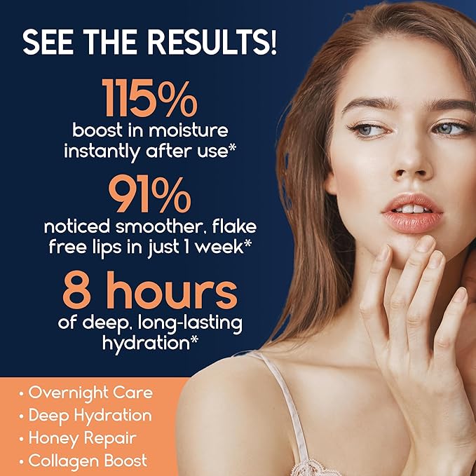 Lip Mask Overnight with Hyaluronic Acid & Collagen, Lip Sleeping Mask for Dry Cracked Lips, Moisturizing, Hydrating, Exfoliating Night Treatment for Lip Care (Peach)-VivaGrace Women