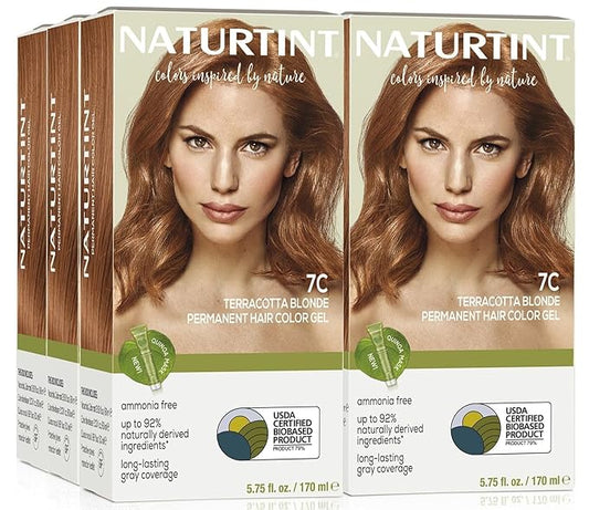 Naturtint 7C Terracotta Blonde Permanent Hair Color (Pack of 6), Ammonia Free, Vegan, Cruelty Free, up to 100% Gray Coverage, Long Lasting Results (Packaging may vary)-VivaGrace Women