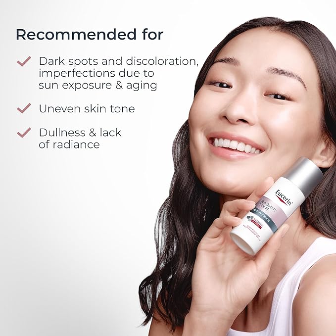 Eucerin Radiant Tone Night Cream, Dark Spot Corrector with Thiamidol, Night Moisturizer for Face Helps Visibly Reduce the Look of Persistent Dark Spots, All Skin Types, 1.7 Oz Bottle-VivaGrace Women