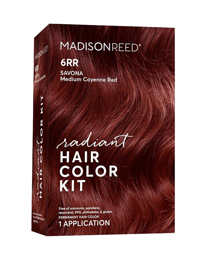 Madison Reed Radiant Hair Color Kit | 6RR Medium Cayenne Red (Savona Scarlet) for 100% Gray Hair Coverage | Salon Quality Permanent Hair Dye | PPD-Free & Ammonia-Free | (Packaging May Vary) 1 Pack-VivaGrace Women