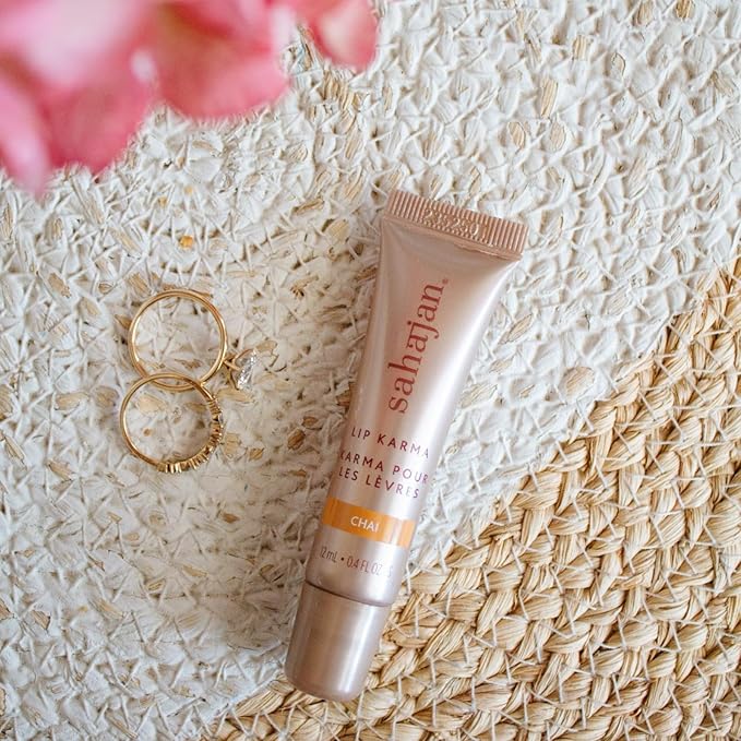 Sahajan Lip Karma Hydrating Lip Balm Gloss with Castor & Argan Oil, Cera Alba, Moisturizes & Firms Chapped, Dry Lips Shine for Plumper Looking Lips (Chai)-VivaGrace Women