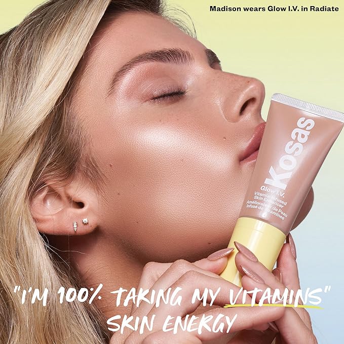 Kosas Glow I.V. Vitamin-Infused Skin Enhancer Face Makeup - Tinted Beauty Highlighter for a Healthy Glow - Recharge-VivaGrace Women