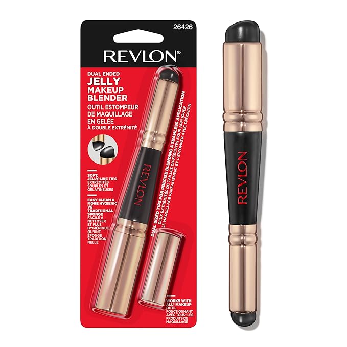 Revlon Dual Ended Jelly Makeup Blender Tool, Silicone Makeup Applicator for Blush, Bronzer, Concealer, Contour, Eyes, and Lips, 1 count-VivaGrace Women