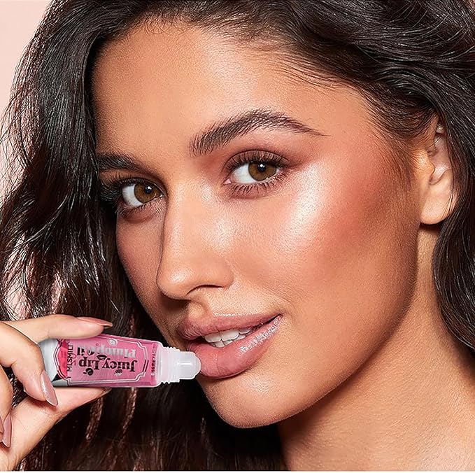 Lip Plumper Gloss 3 Colors Set, Spicy Natural Roll On Lip Plumping Oil and Pout Lip Plumper, Lifter Gloss, Enhancer for Fuller Booster Balm Moisturizing Hydrating & Nourishing Lip Glaze(A)-VivaGrace Women