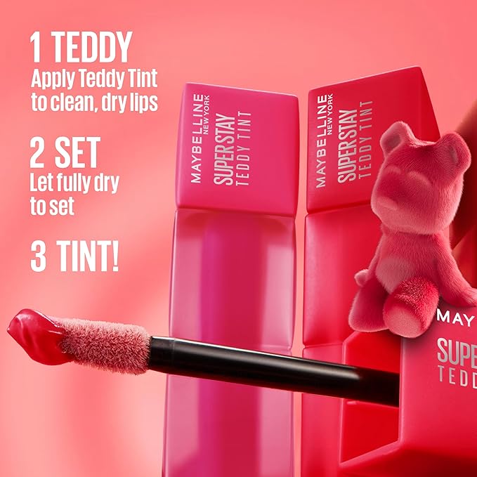 Maybelline Super Stay Teddy Lip Tint, Long Lasting Matte Lipstick For Up To 12HR Wear, Pinky Promise, 1 Count-VivaGrace Women