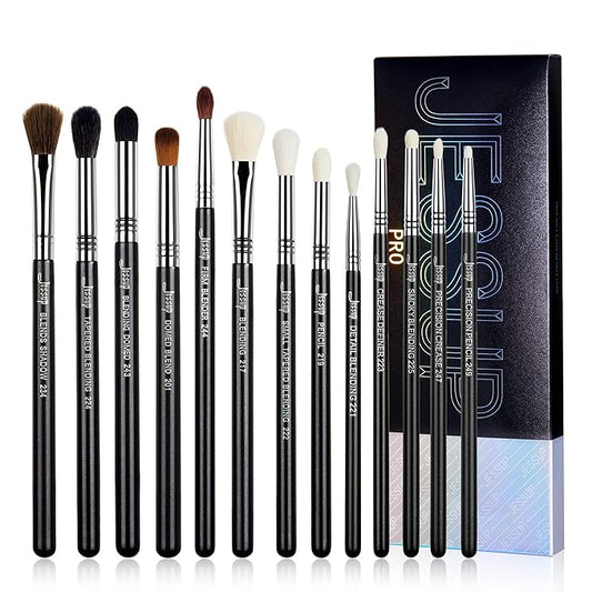 Jessup Eye Makeup Brushes Set Professional Blending Brush for Makeup Eyeshadow 13pcs Premium Synthetic Blender Brush Makeup Black T338-VivaGrace Women