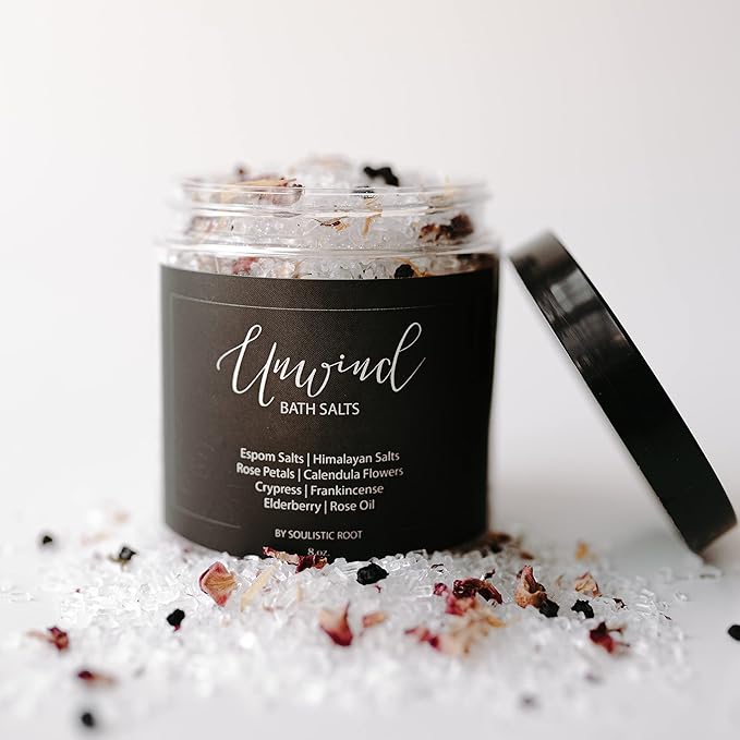 Relaxing Bath Gift Set, Luxury Spa Gifts for Women, Self Care Products for Women and Men, Calm Essential Oil Roller, Oatmeal Lavender Bath Soak & Epsom Salts with Essential Oils-VivaGrace Women