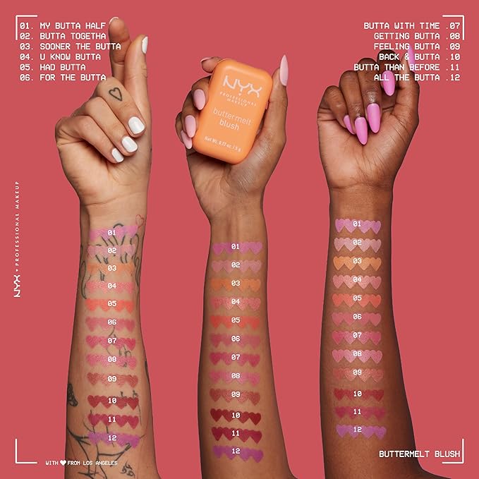 NYX PROFESSIONAL MAKEUP Buttermelt Powder Blush, Fade and Transfer-Resistant Blush, Up to 12HR Make Up Wear, Vegan Formula - Feeling Butta-VivaGrace Women