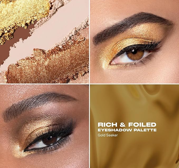 Morphe Rich & Foiled Artistry Palette - Foil-Effect Eyeshadow Palette with Matte, Shimmer & Foil Finishes - Brown & Gold Eyeshadow with Luminous Payoff - Gold Seeker (0.35 oz)-VivaGrace Women