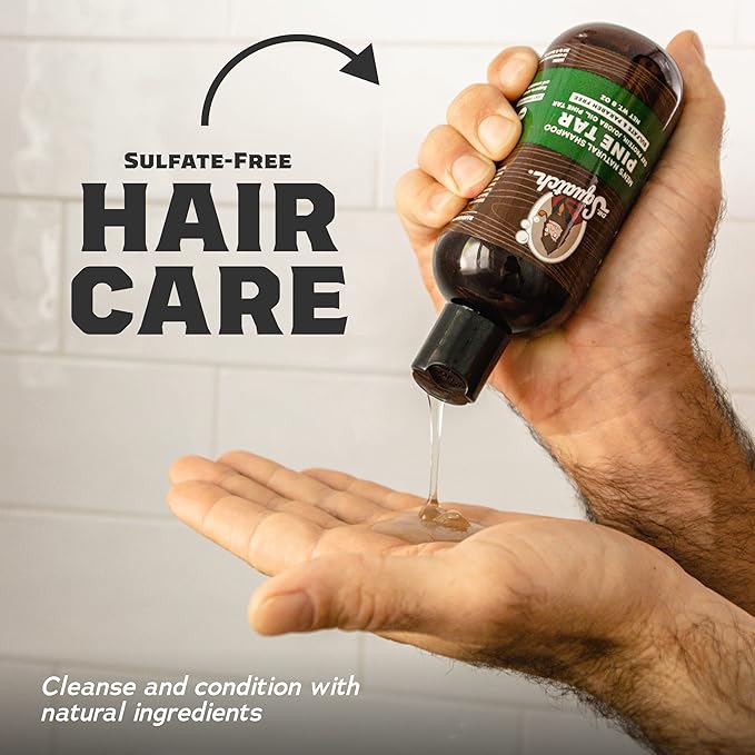 Dr. Squatch Natural Hair Bundle for Men - Healthy, Full Looking Hair - Pine Tar Shampoo (8 fl oz), Pine Tar Conditioner (11.5 fl oz)-VivaGrace Women