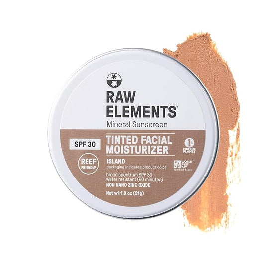 Raw Element Ultra-Moisturizing Tinted Face Cream, Non Toxic Mineral Face Sunscreen, Daily Tinted Moisturizer, Non-Nano Zinc Oxide, Reef Friendly, All Ages, SPF 30, 1.8 oz, Island, Pack of 1-VivaGrace Women