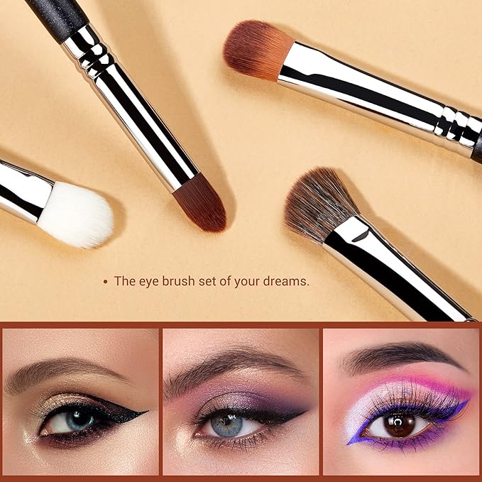 Jessup Eyeshadow Brush Set 12pcs Eye Makeup Brushes Set Professional Premium Sythetic Eye Shadow Blending Smoky Shader Concealer Brush Black T339-VivaGrace Women