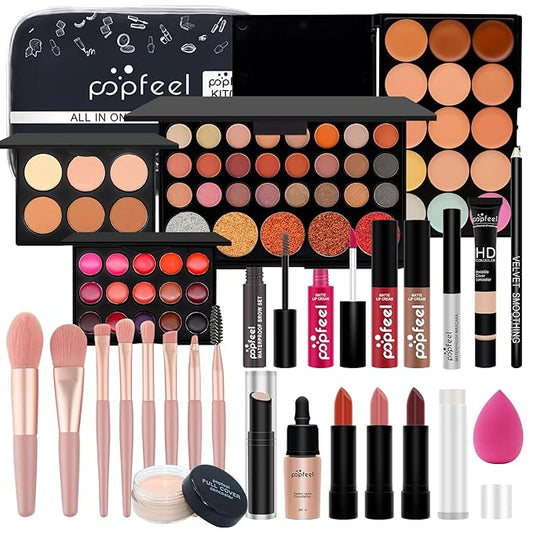 All-in-one Makeup Full Gift Set for Women, Include Makeup Brush, Eyeshadow Palette, Lip Gloss Set, Lipstick, Blush, Foundation, Concealer, Mascara, Eyebrow Pencil-VivaGrace Women