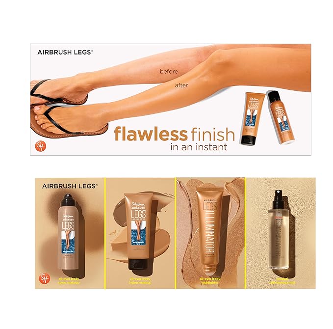 Sally Hansen Airbrush Legs® Illuminator™, Leg Makeup, Golden Glow, Easy Application, Flawless Looking Legs, Rollerball Applicator-VivaGrace Women